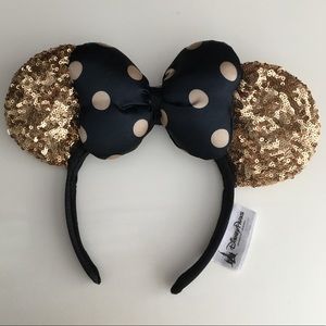 NWOT Black & Gold Minnie Mouse Ears